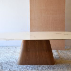 Mesa cerámico base fresno mate
