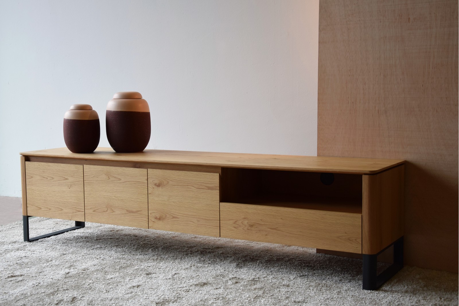 Mueble roble natural mate acero