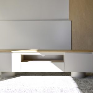 Mueble Col. Cilindro gris arena y roble