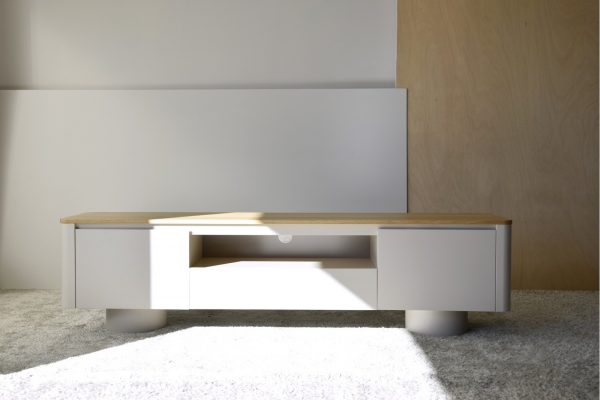 Mueble Col. Cilindro gris arena y roble