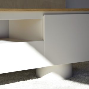 Mueble Col. Cilindro gris arena y roble