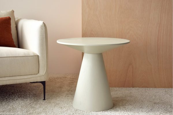 Mesa redondo fresno blanco roto