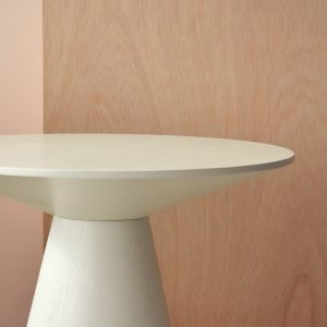 Mesa redondo fresno blanco roto