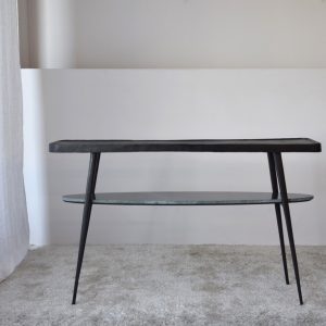 Consola Lena metal negro marmol verde