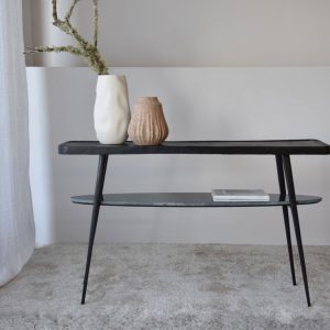 Consola Lena metal negro marmol verde