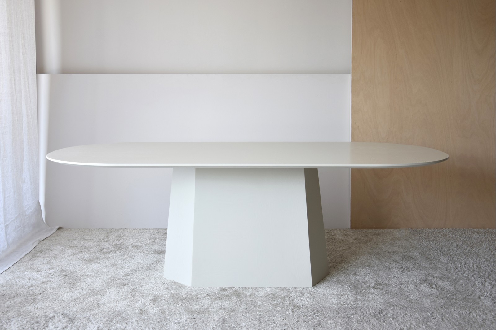 Mesa facetas blanco roto mate